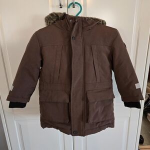 George Brown Hooded Puffer Coat with Faux-Fur Trim